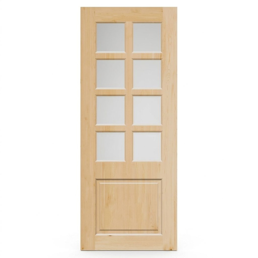 HOLZTUR ประตูไม้สน ลูกฟักพร้อมช่องกระจก PW-G25-2A 80x200ซม.