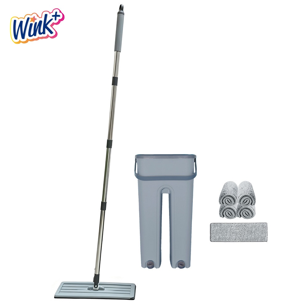 WINK PLUS ชุดม็อปรีดน้ำ ขนาด 6ลิตร รุ่น KXY-G1 ขนาด 16x19x35 ซม. สีเทาฟ้า