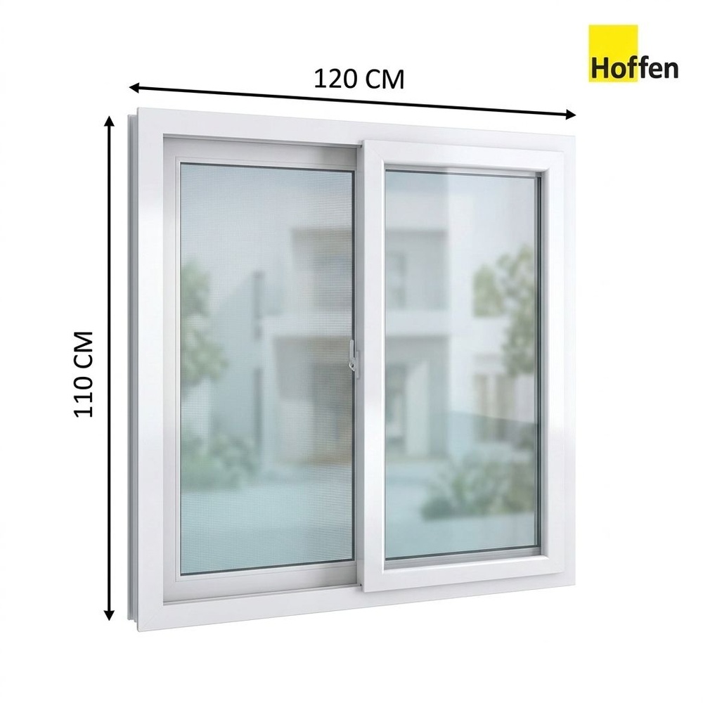 HOFFEN TEN PLUS หน้าต่างไวนิล บานเลื่อน SS 120x110ซม. สีขาว พร้อมมุ้ง