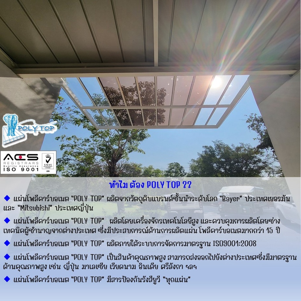 POLYTOP แผ่นโพลีคาร์บอเนต แผ่นตันผิวเรียบ หนา3มม. ขนาด 1.22 x 2.44 เมตร สีเขียว