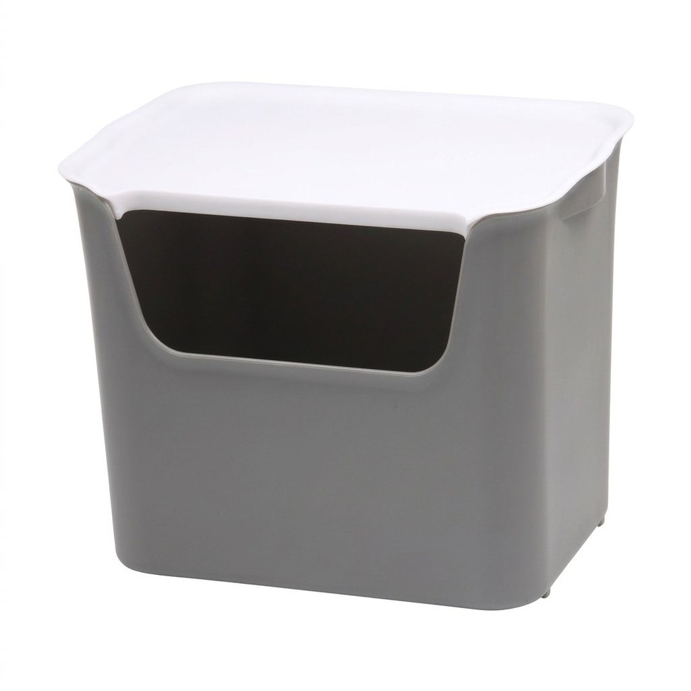 SAKU กล่องเก็บของพลาสติกมีฝา 18ลิตร ขนาด 39X26X25.5ซม. รุ่น TG54443 สีเทา ฝาขาว