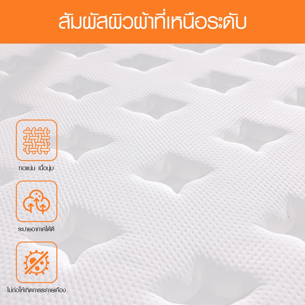 SLOON ที่นอนพ็อกเก็ตสปริง รุ่น Cloudrest ความหนา 8 นิ้ว ขนาด 150x200x20 ซม. (5ฟุต) สีขาว