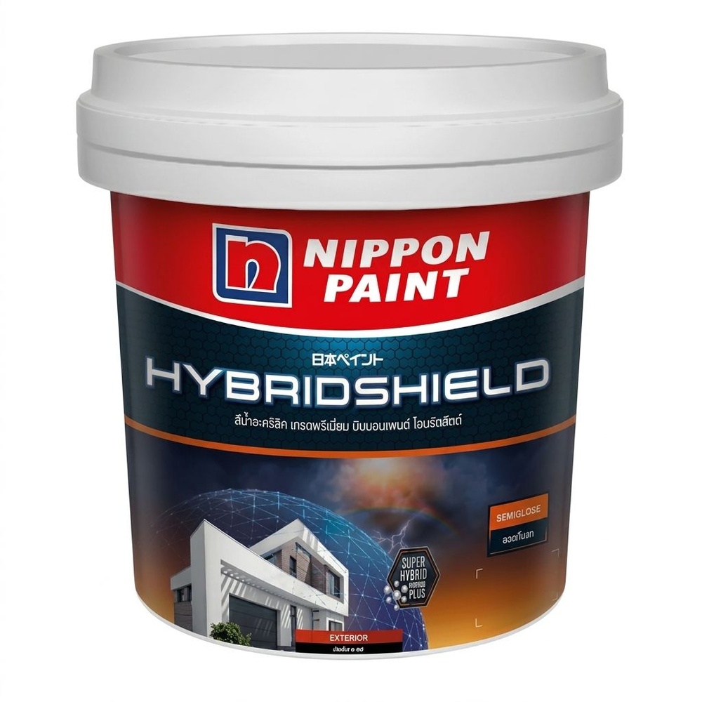 NIPPON PAINT สีน้ำภายนอก HYBRIDSHIELD กึ่งเงา ขนาด 2.5 แกลลอน เบส B
