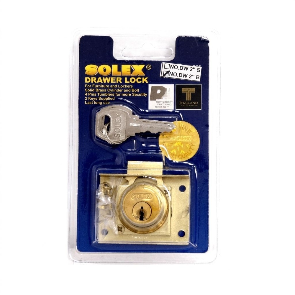 SOLEX กุญแจลิ้นชัก DW B (แผง) ขนาด 2นิ้ว