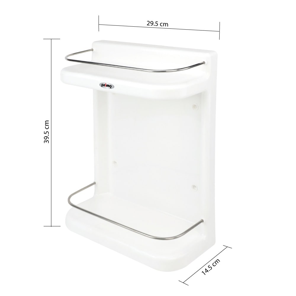 Primo ชั้นวางแชมพู 2 ชั้น พร้อมราว Stainless 304 รุ่น Compact Fit