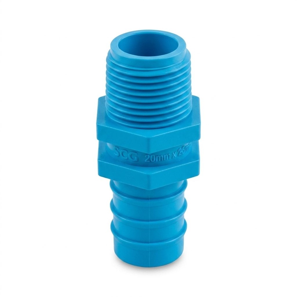 SCG หัวกันไหล เกลียวนอก PVC หนา 1"x3/4" (25x3/4") สีฟ้า