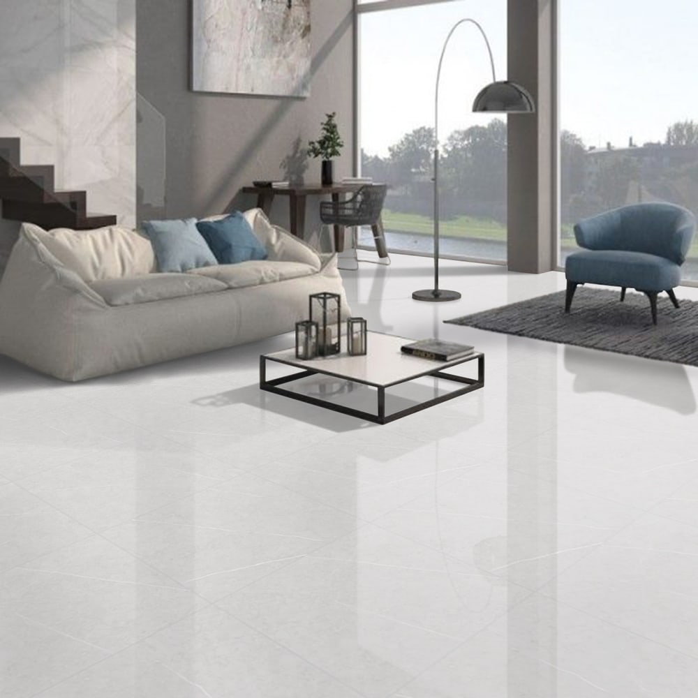 La Arezza กระเบื้องพอร์ซเลน 60x60 ซม. Marbla ออเดซเซ่ ไลท์ เกรย์ P6045 Glossy(4P) Random