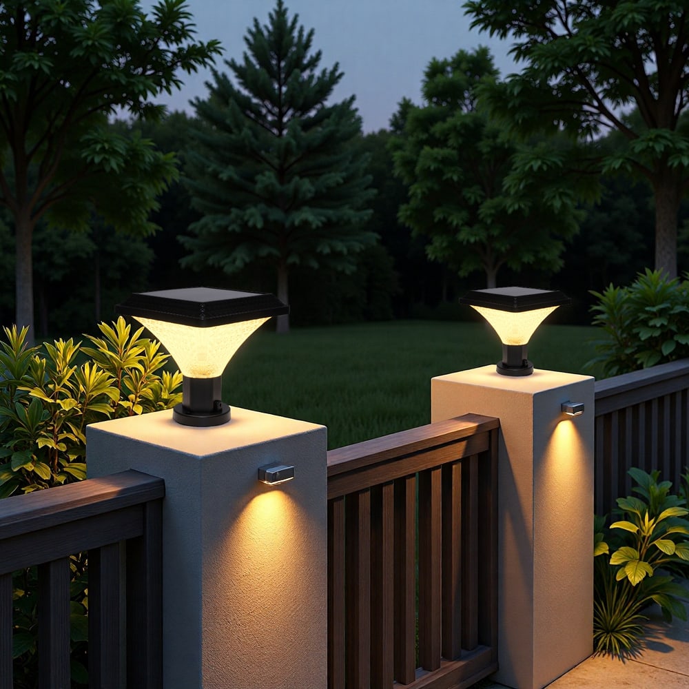 EILON โคมไฟหัวเสาโซลาร์เซลล์ Shine 50W ปรับไฟได้ 3 สี พร้อมรีโมทคอลโทรล รุ่น ETZT-SDF-ZFX สีดำ