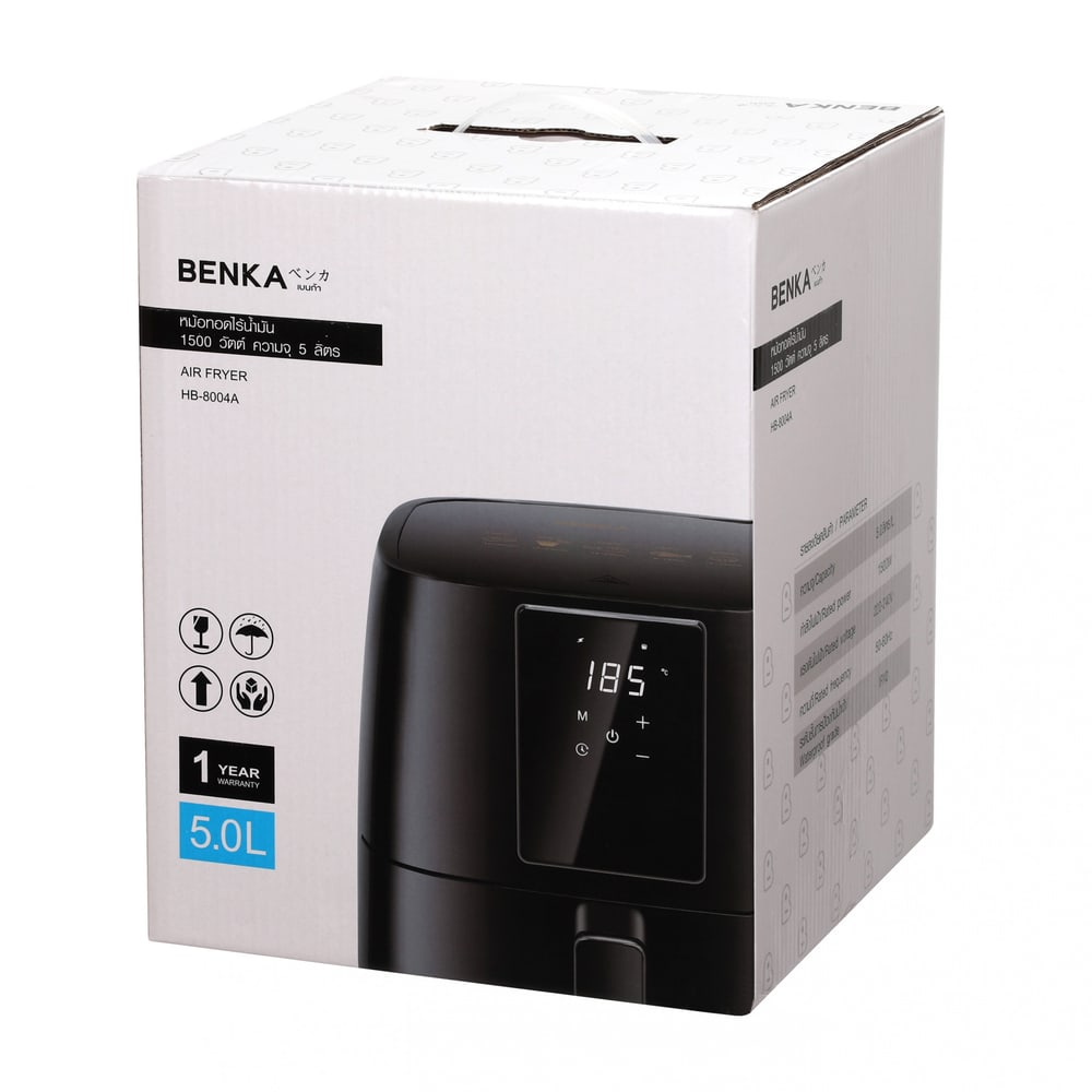 BENKA หม้อทอดไร้น้ำมัน 1500 วัตต์ ความจุ 5 ลิตร รุ่น HB-8004A สีดำ