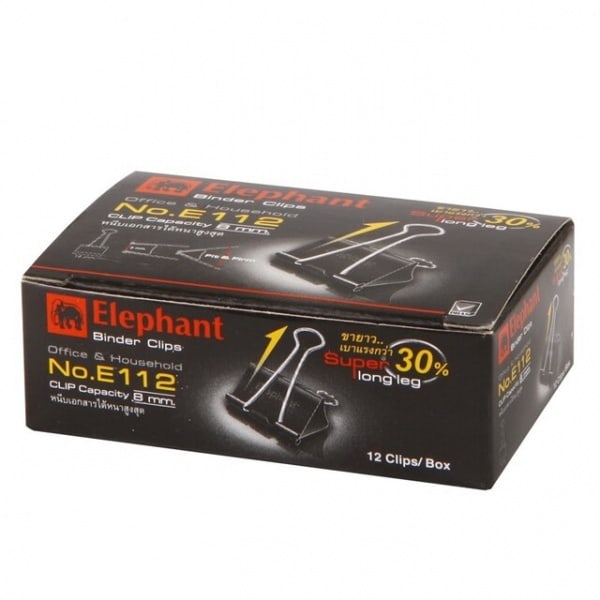 Elephant คลิปหนีบดำ ขนาด 19 มม. รุ่น E112 (1x12)