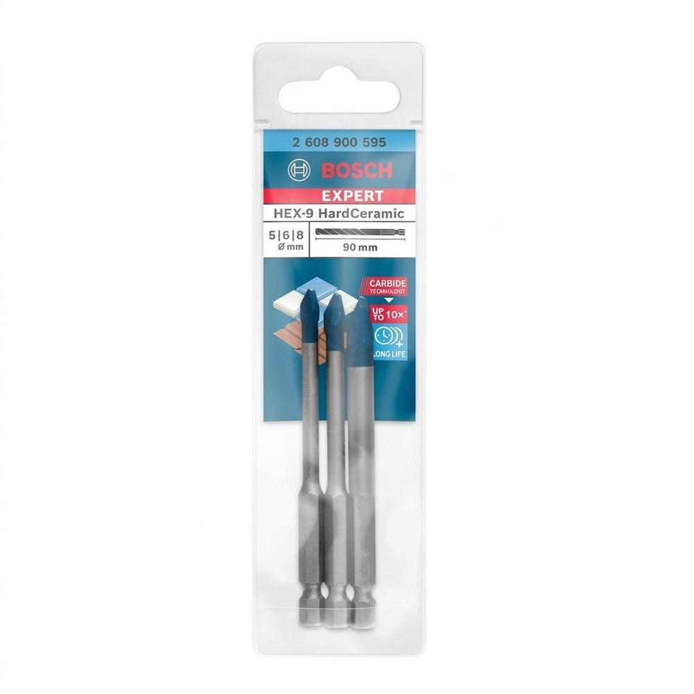 BOSCH ชุดดอกสว่านเจาะกระเบื้อง/กระจก Hex-9 Pack3 (5,6,8mm) Expert