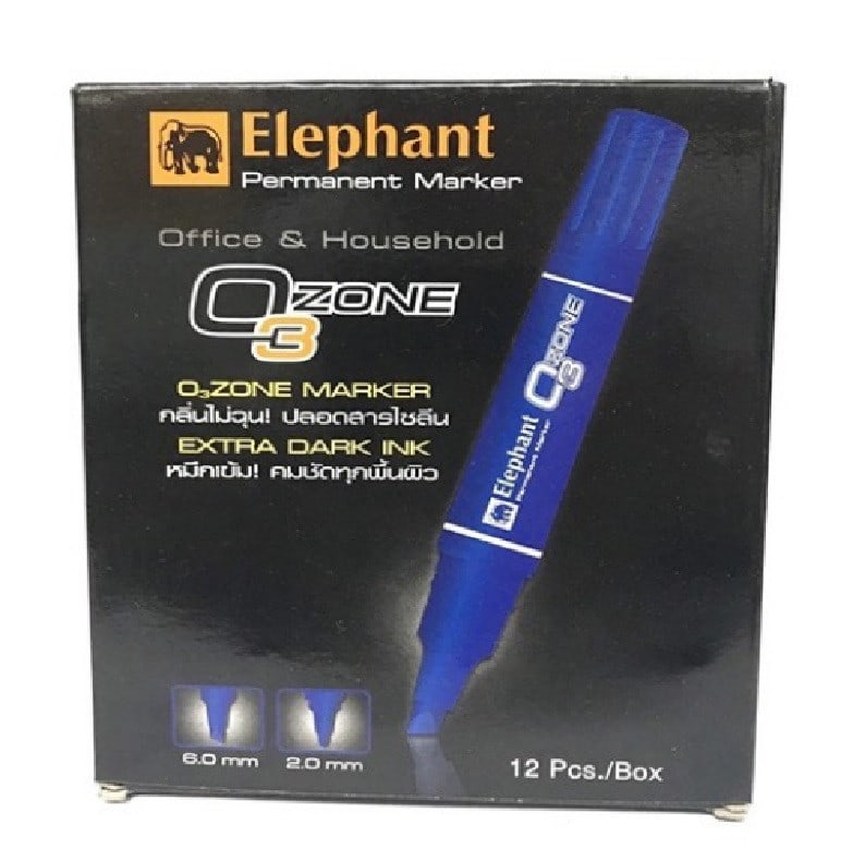 Elephant ปากกาเคมี 2 หัว (12ด้าม/แพ็ค) หมึกน้ำเงิน