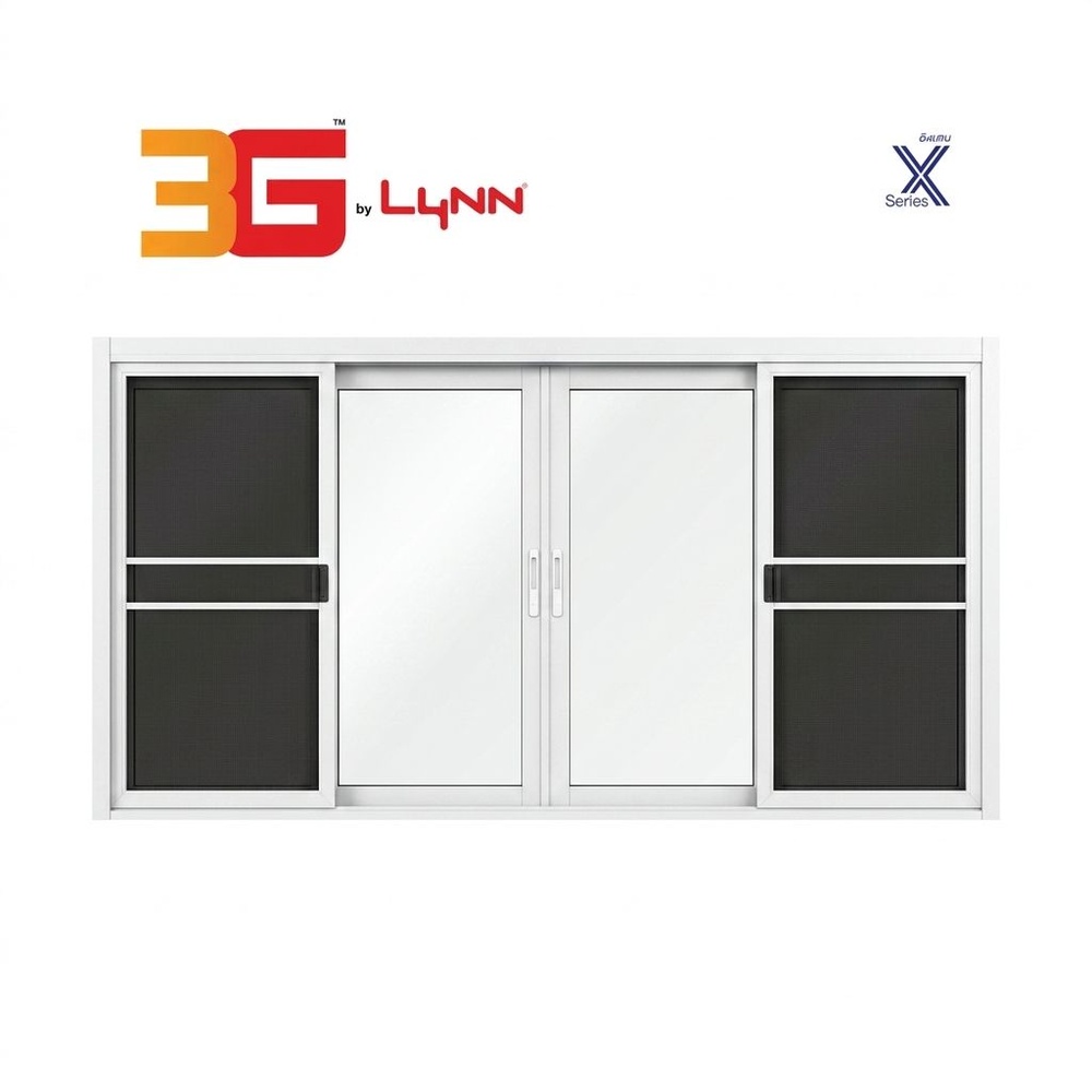 3G (X-Serie) หน้าต่างอะลูมิเนียม บานเลื่อน FSSF 240x110ซม. สีขาว พร้อมมุ้ง