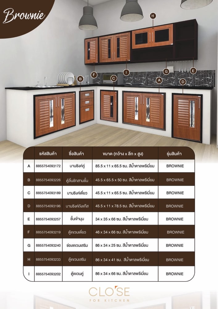 CLOSE ตู้แขวนคู่ ABS 86x66x34 ซม. BROWNIE สีน้ำตาลพรีเมี่ยม