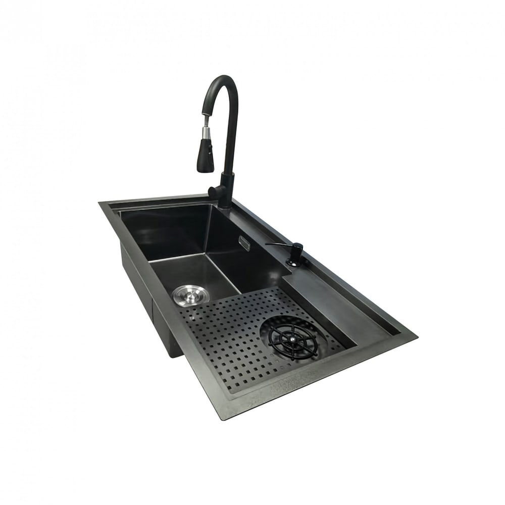 KOCH KITCHEN อ่างล้างจานฝังบน 1 หลุมไม่มีที่พัก 304SS 80X45X22 ซม. SMART สีดำ