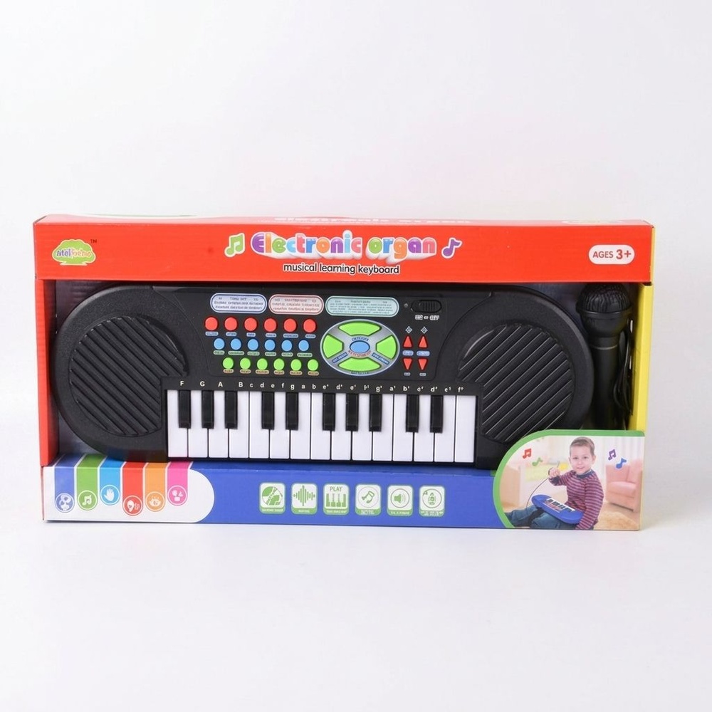 TOYS ของเล่นเปียโนคีย์บอร์ดไฟฟ้าพร้อมไมโครโฟน#BO-15B ขนาด 46x22x5 ซม.สีดำ
