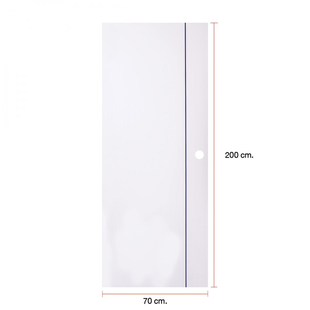 WELLINGTAN ประตู UPVC Profile รุ่น WT1 (สำหรับใช้ห้องน้ำภายใน) เซาะร่องเส้นสีน้ำเงิน ขนาด 70x200 ซม. สีขาว (เจาะลูกบิด)