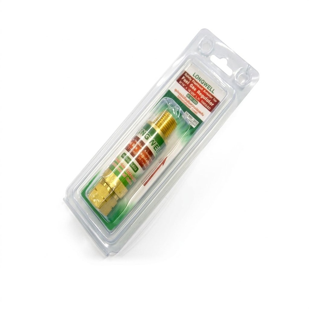 Longwell ข้อต่อกันไฟย้อน ด้านเกจ์แก๊ส สีแดง
