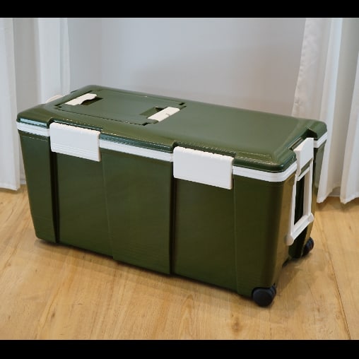 EVEREST COOLER BOX ถังแช่อเนกประสงค์ 55 ลิตร มีล้อลาก สีเขียวทหาร