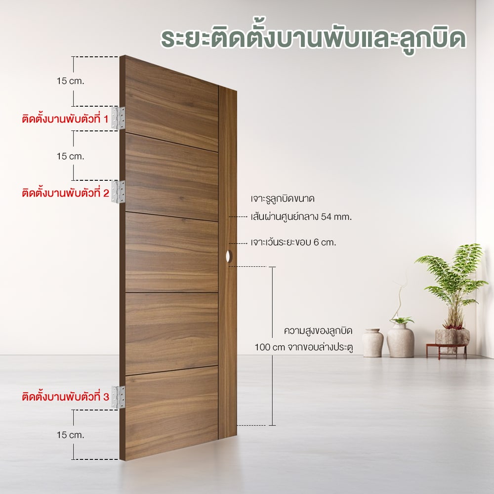 HOLZTUR ประตูเมลามีน MD-FC05-2 80x200ซม. Thai Teak