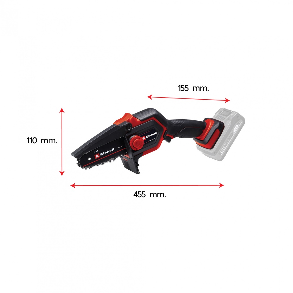 Einhell เครื่องตัดพุ่ม ขนาด 18V ความยาวบาร์โซ่ 15cm. รุ่น GE-PS18/15 Li Brushless Solo