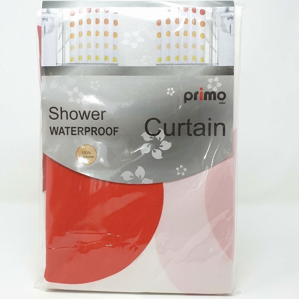 Primo ม่านห้องน้ำโพลีเอสเตอร์ ลายกราฟฟิก รุ่น DDDF03 ขนาด 180×180 ซม. สีส้ม