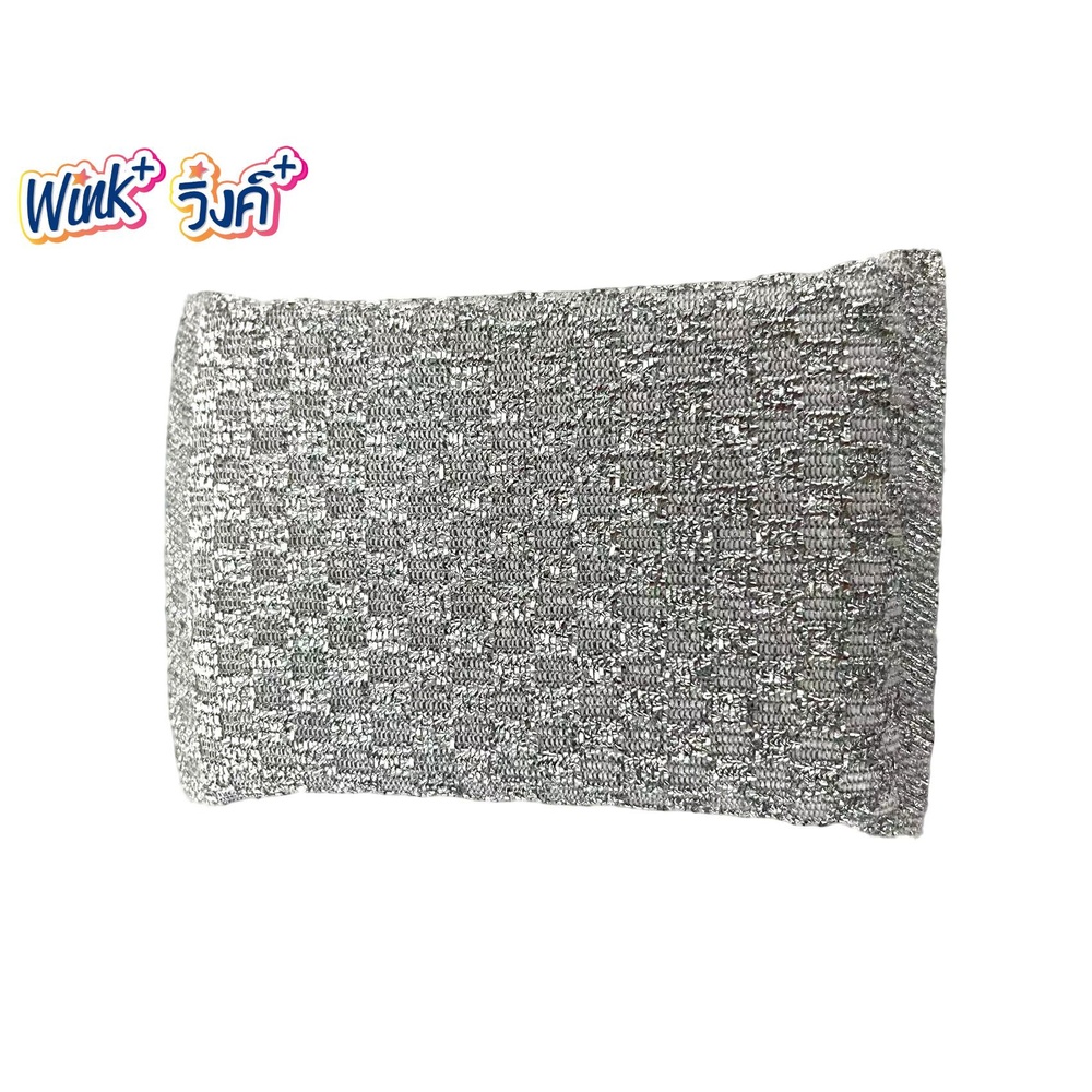 Wink Plus ฟองน้ำล้างจานหุ้มใยขัดอัลตร้าซิลเวอร์ แพ็ค 6 ชิ้น ขนาด 13x9 ซม. สีเงิน