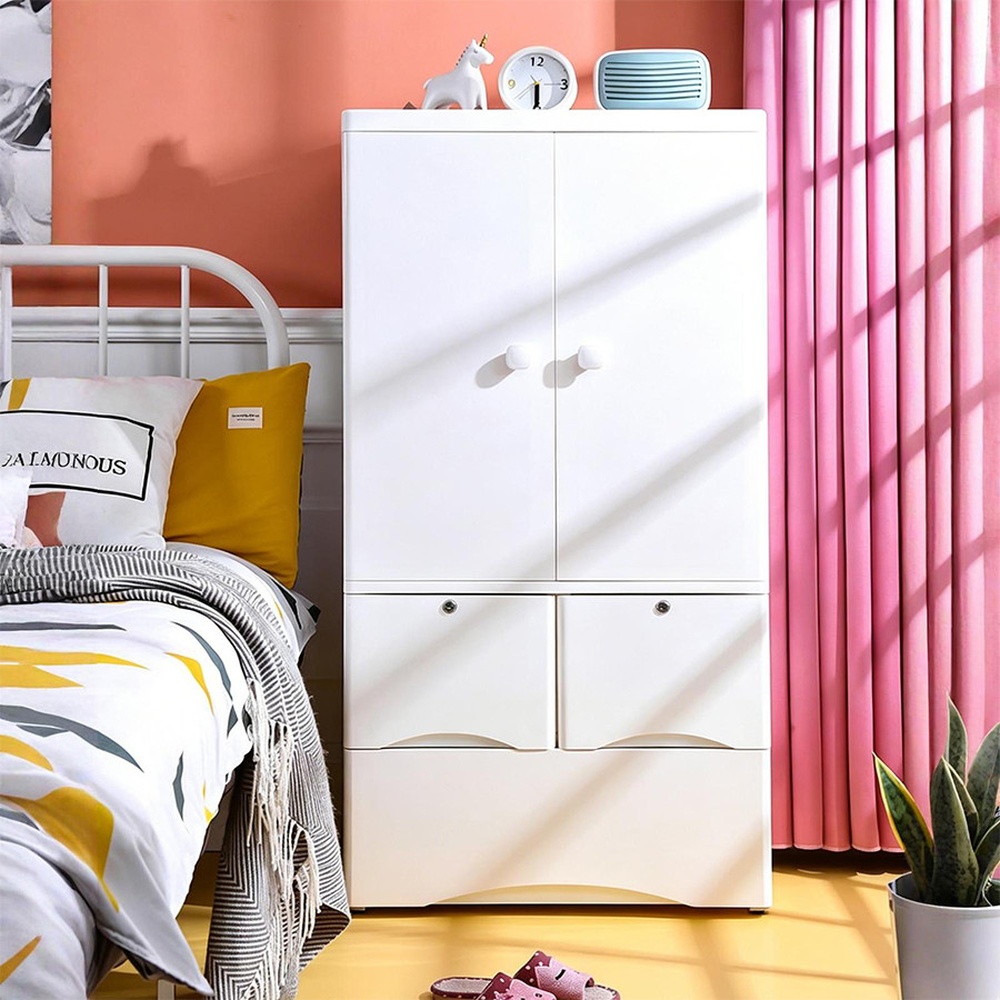 GOME ตู้ลิ้นชักพลาสติกบานเปิดคู่ ขนาด 46x65x131 ซม.3 ลิ้นชัก รุ่น Harmony Duo สีขาว