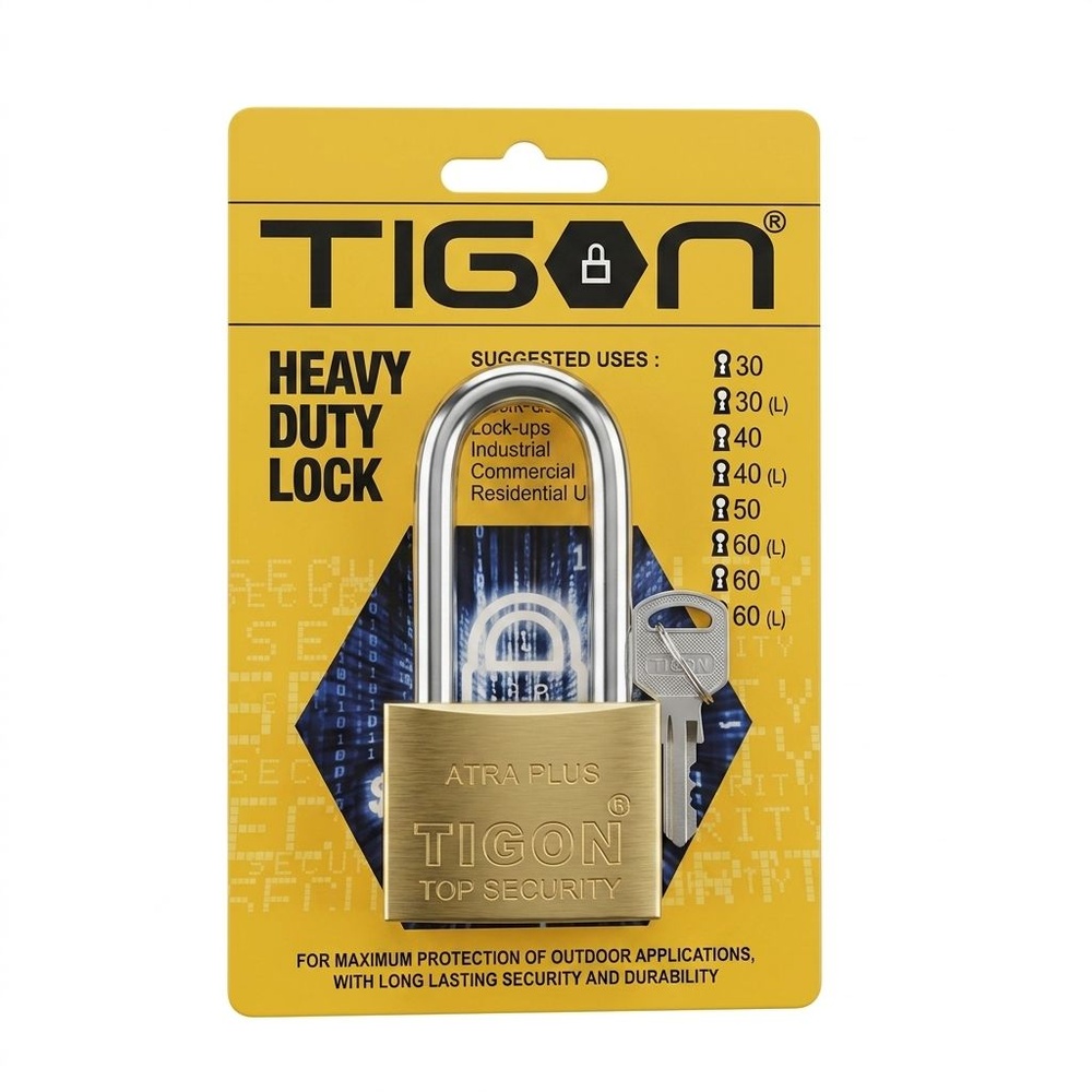 กุญแจ tigon ชุบทอง 40 มิล คอยาว