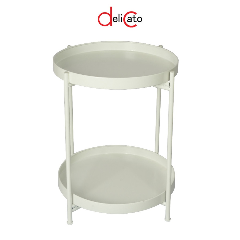 DELICATO โต๊ะถาดกลม 2 ชั้น รุ่น KF012WH 40x40x50 ซม.สีขาว