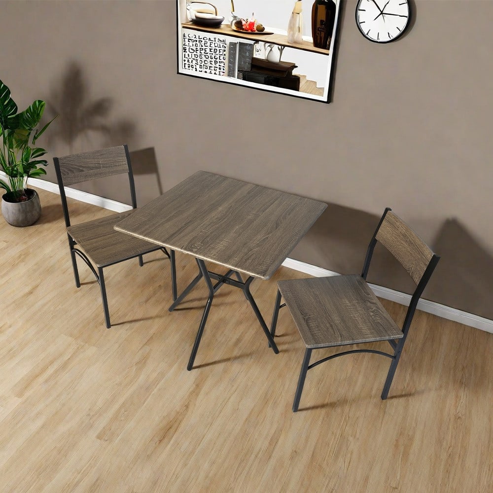 Delicato ชุดโต๊ะอาหาร 2 ที่นั่ง รุ่น Yuki โต๊ะ:75X75x76 ซม. เก้าอี้:46X51X82ซม. สีน้ำตาลอ่อน