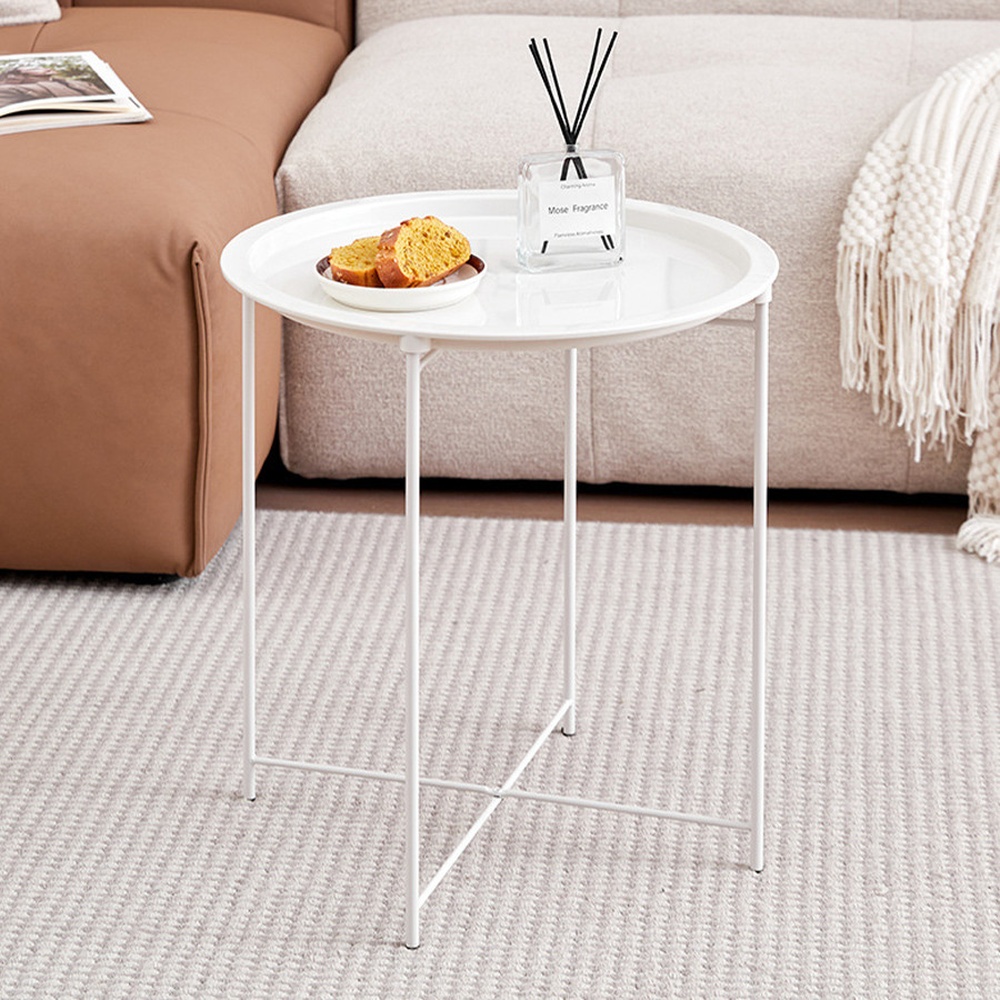 DELICATO โต๊ะวางถาด รุ่น LUNA-WHITE ขนาด 47x47x50 ซม. สีขาว