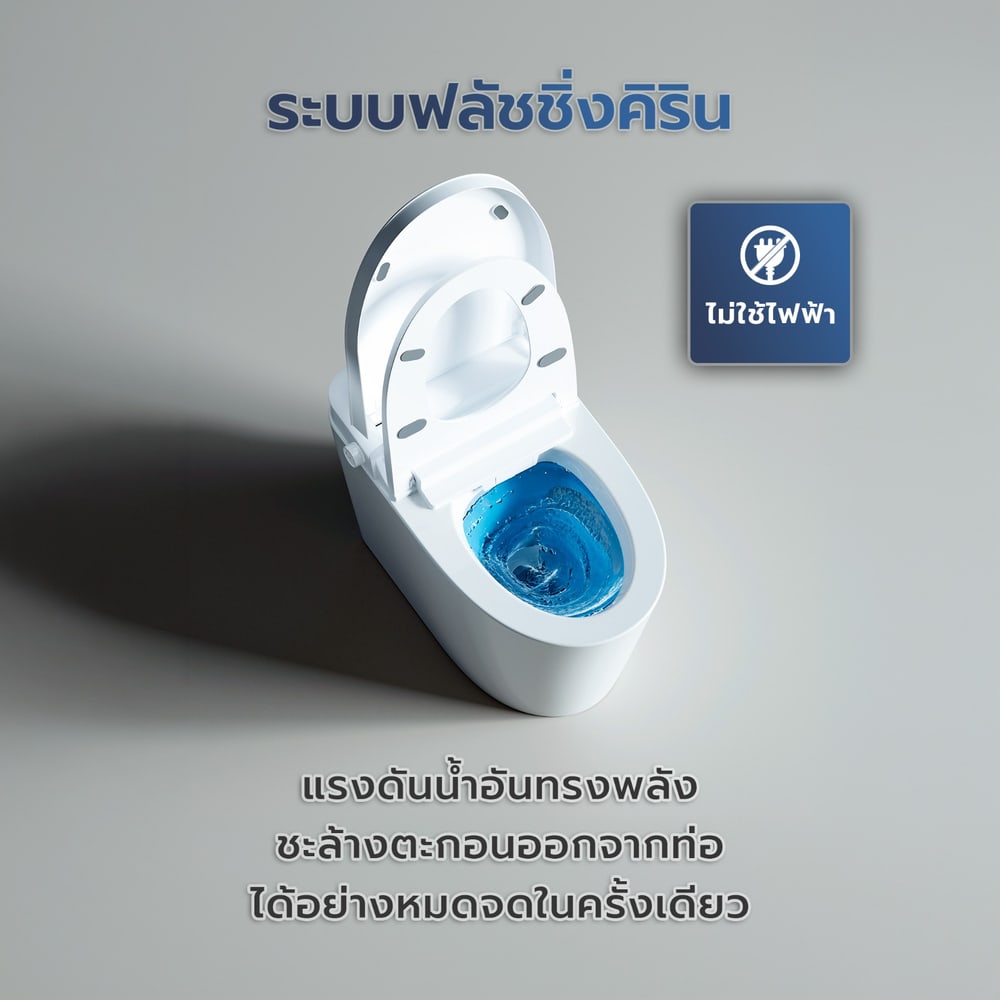 Verno สุขภัณฑ์ชิ้นเดียว (กึ่งอัตโนมัติ) 3.8L รุ่น บลูก้า EC-25