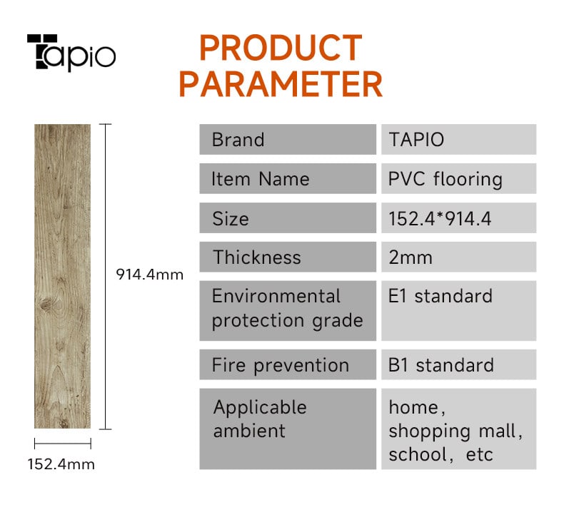 Tapio กระเบื้องยาง Dryback 152.4x914.4x2มม. รุ่นEKC005 Java Teak สีไม้สัก (16แผ่น/2.23ตร.ม.) A.