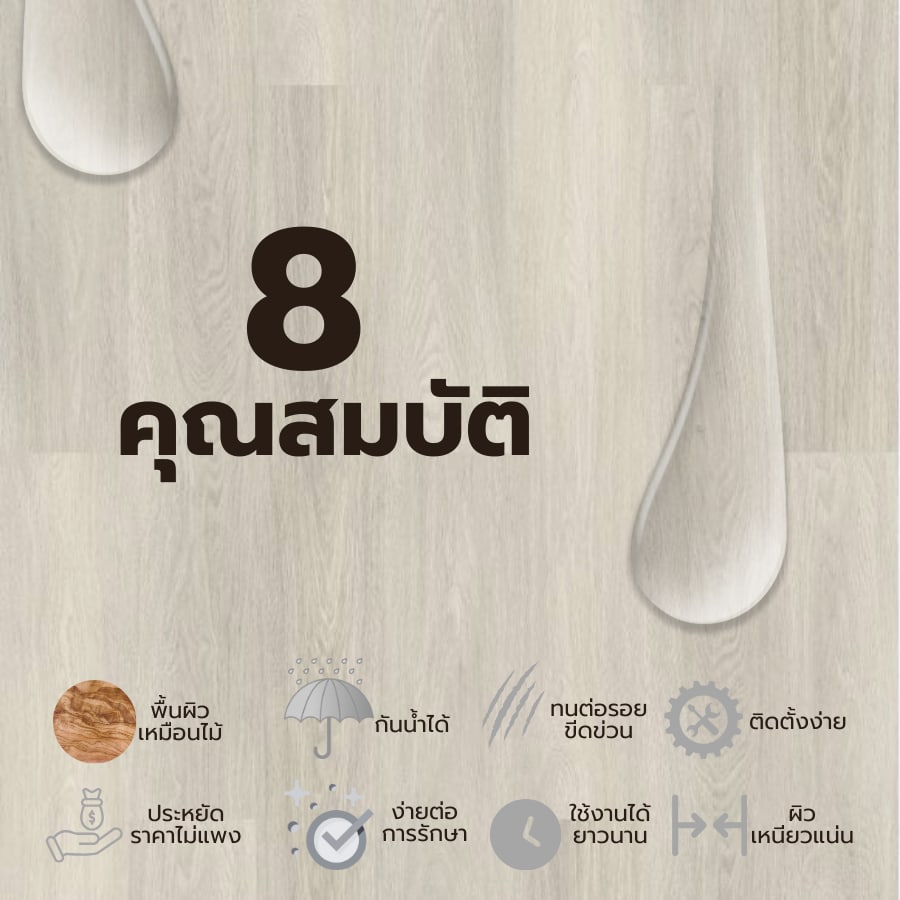 กระเบื้องยาง SPC Click lock 184x1220x4+1mm IXPE มม (มีโฟมในตัว) รุ่น 6589 (2.694ตรม./12แผ่น) TAPIO สีไม้แอชไวท์