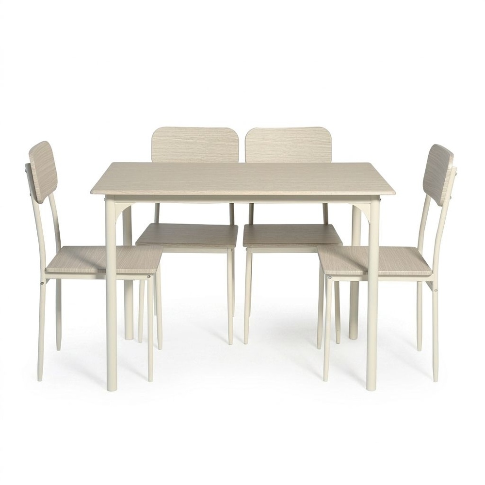 DELICATO ชุดโต๊ะอาหาร 4 ที่นั่ง รุ่น Nana โต๊ะ:110X70X76ซม. เก้าอี้:42x 48 x 87ซม. สีไม้ธรรมชาติ