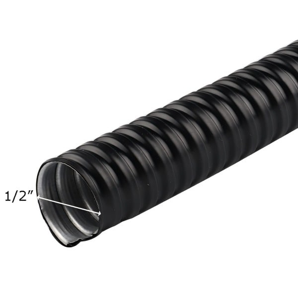V.E.G.ท่ออ่อนเหล็กหุ้ม PVC ½50M/ม้วน สีดำ
