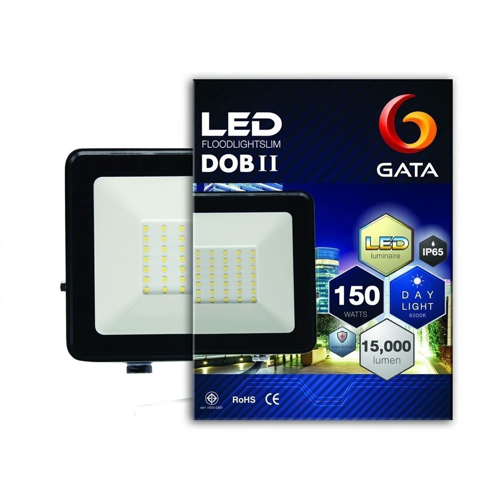 GATA โคมฟลัดไลท์ LED 150W เดย์ไลท์ ทรงสลิม สีดำ