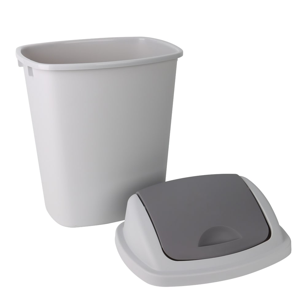 ICLEAN ถังขยะฝาสวิงทรงเหลี่ยม 70 ลิตร รุ่น Ozil TG55199G ขนาด 50x38x68 ซม. สีเทา