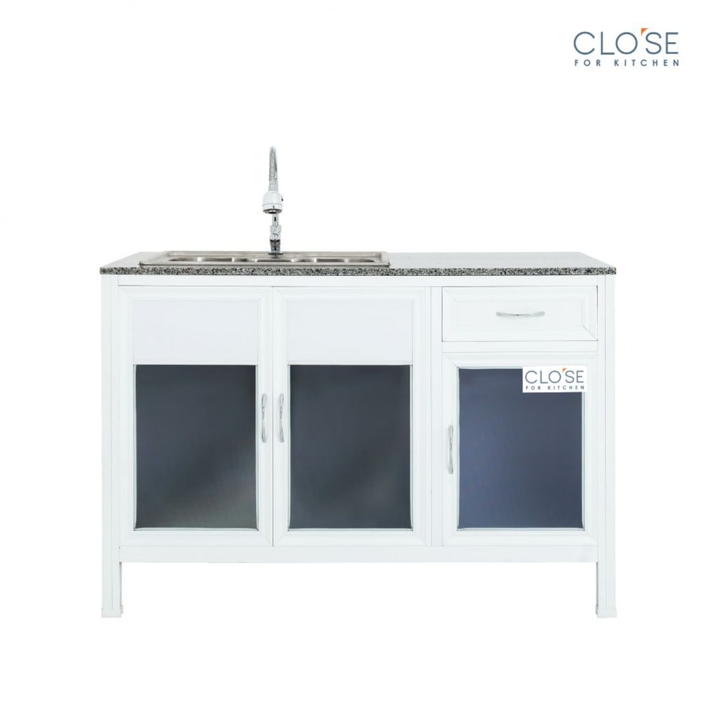 CLOSE เคาน์เตอร์อ่างซิงค์โครงอลูฯ ท๊อปหินแกรนิต รุ่น Glory-NC124 ขนาด 120.5 x 56 x 82.5 ซม. สีขาว