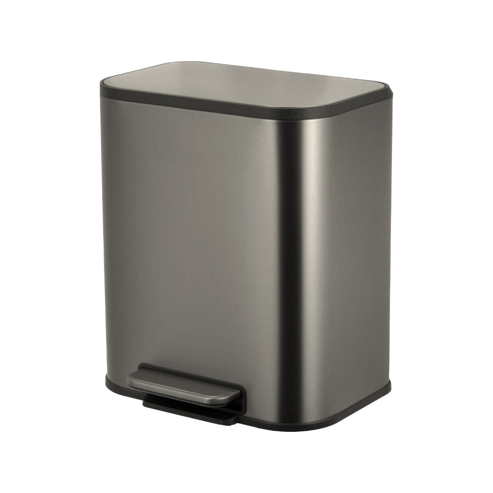 KLEANZY ถังขยะสเตนเลสเหยียบเหลี่ยม 20 ลิตร รุ่น 10161MS-20L ขนาด36.5x29.3x42.5 ซม. สีเงิน