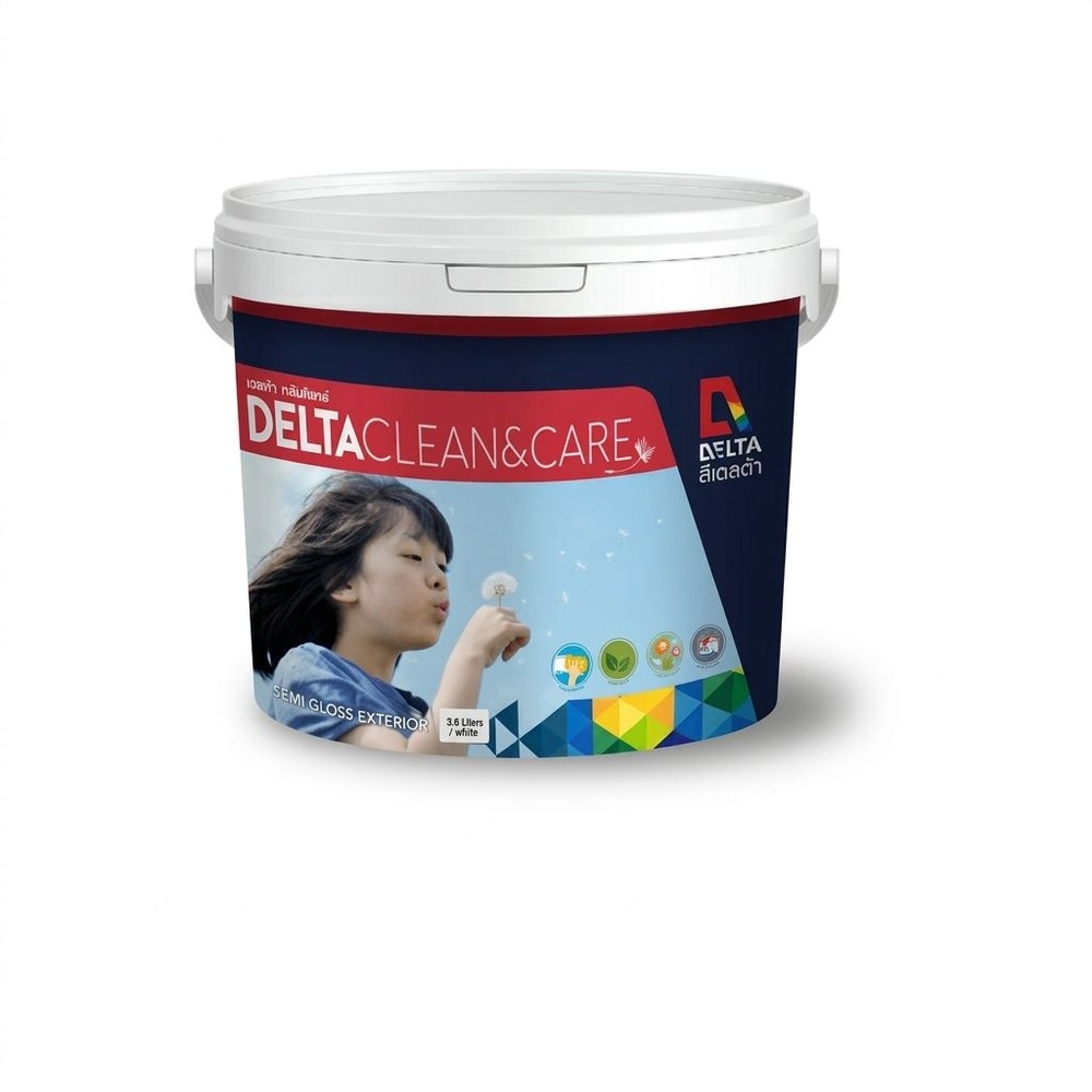 Delta สีน้ำอะครีลิค เดลต้า คลีน&แคร์ ทาภายใน กึ่งเงา เบส A 3.6 ลิตร