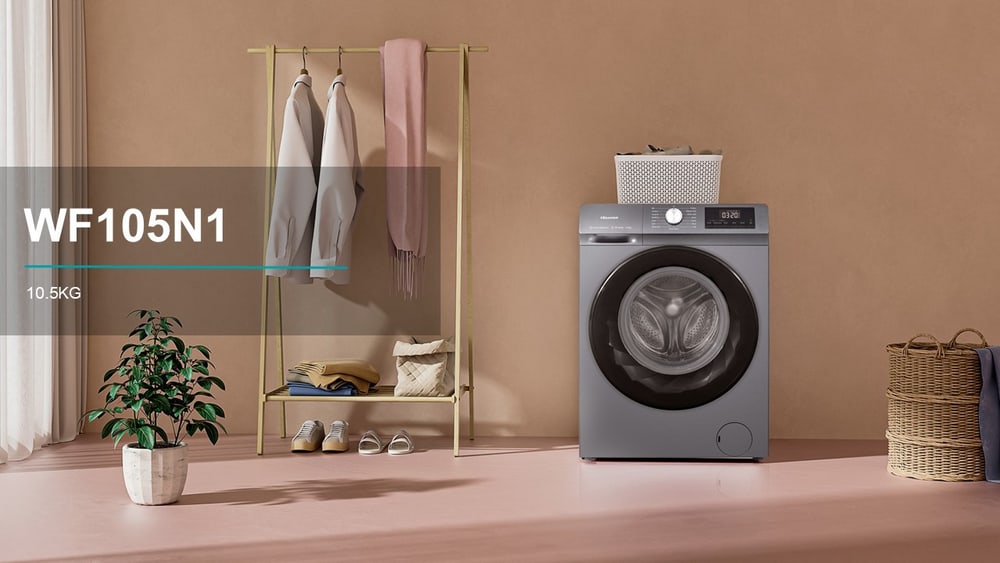 HISENSE เครื่องซักผ้าฝาหน้า 10.5kg รุ่น WF105N1 สี Titanium Gray