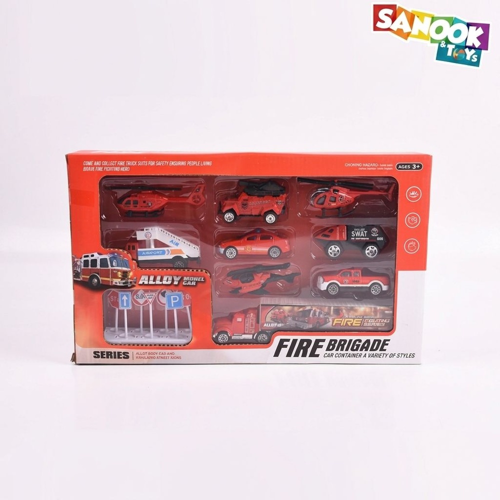 TOYS ของเล่นชุดรวมยานพาหนะกู้ภัย บรรจุ 7คัน สีแดง#696-6A (94x39x92ซม.)