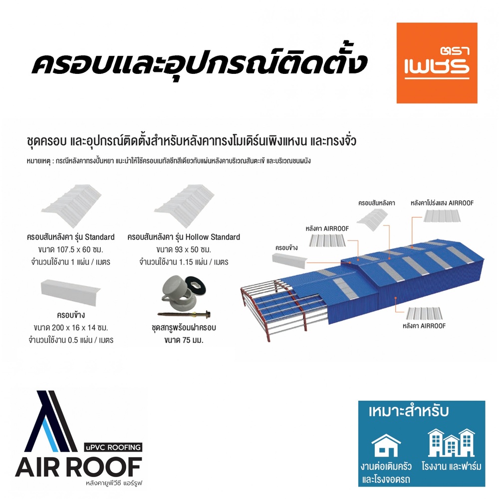 ตราเพชร ชุดสกรูพร้อมฝาครอบ AIRROOF สีขาว (50ชุด)