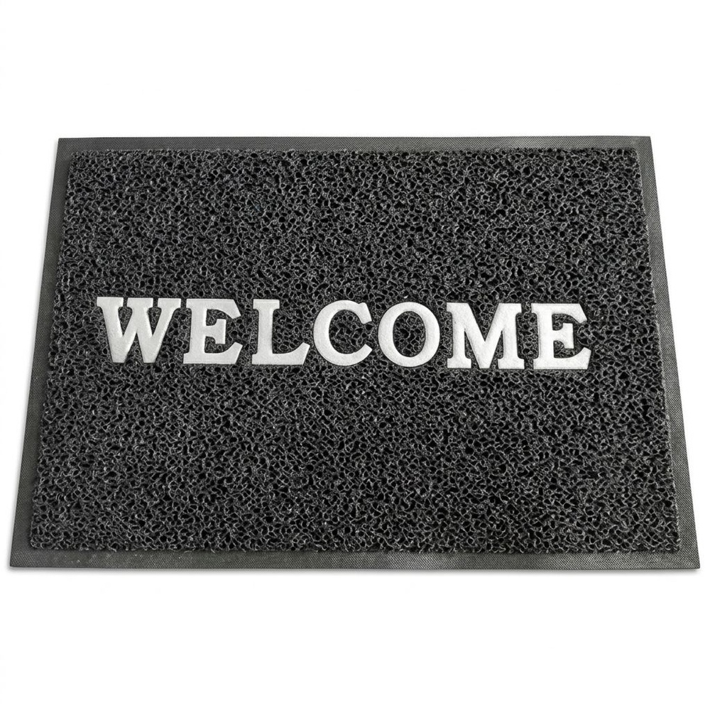 พรมเช็ดเท้าดักฝุ่น WELCOME ขนาด 60x80ซม. สีเทา