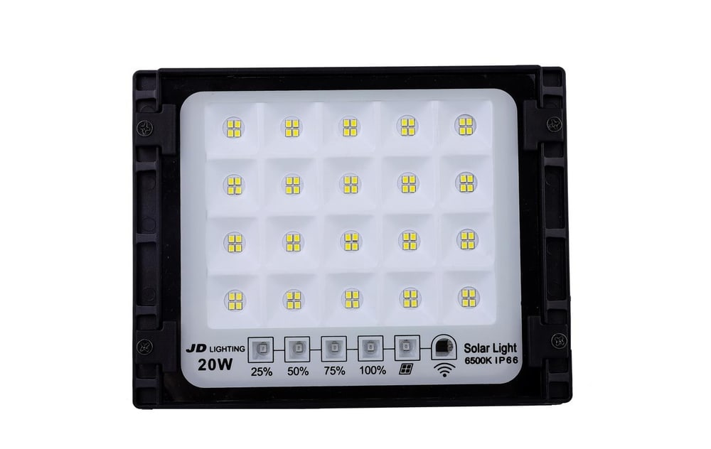 JD โคมไฟสปอร์ตไลท์โซลาร์เซลล์ 20W พร้อมรีโมท รุ่นJTGD-8820D+รีโมท IP65 แสงเดย์ไลท์