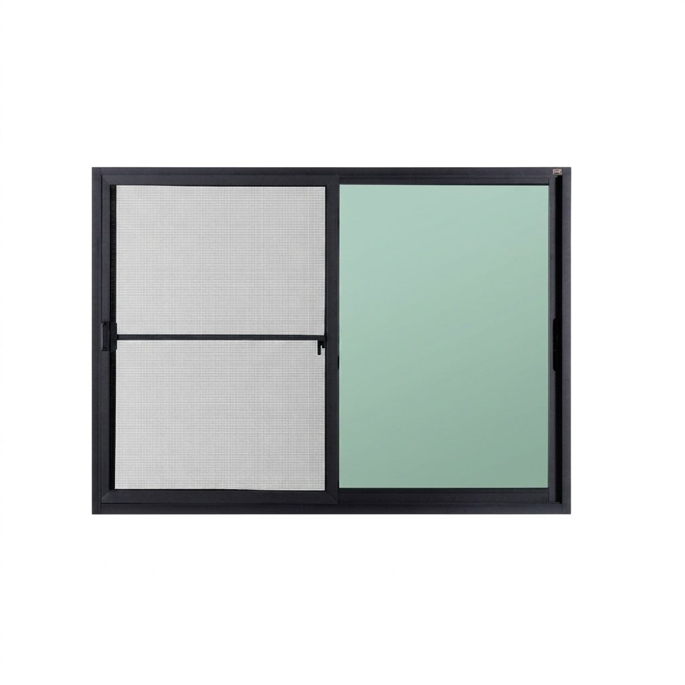 A PLUS SAHARA หน้าต่างอะลูมิเนียม บานเลื่อน SS SR-002 150x110ซม. สีเทาเข้ม พร้อมมุ้ง