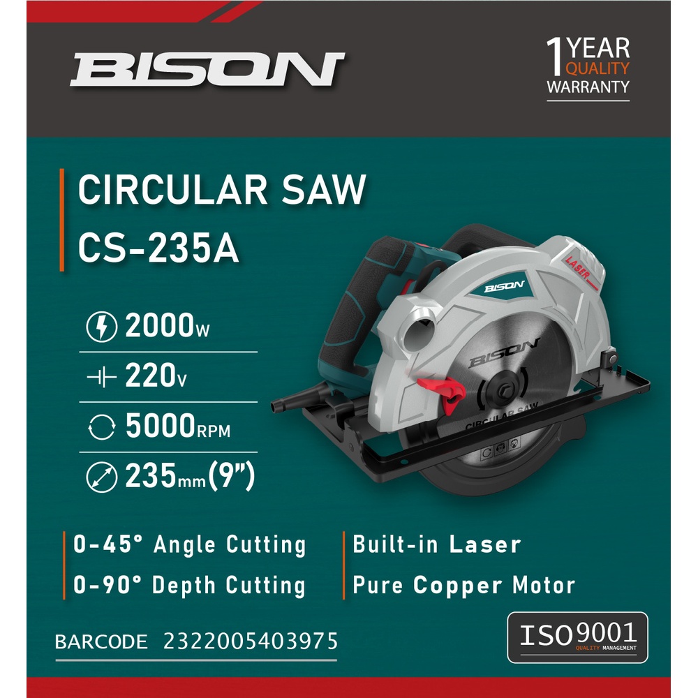 BISON เลื่อยวงเดือน 9 นิ้ว 2000W CS-235A