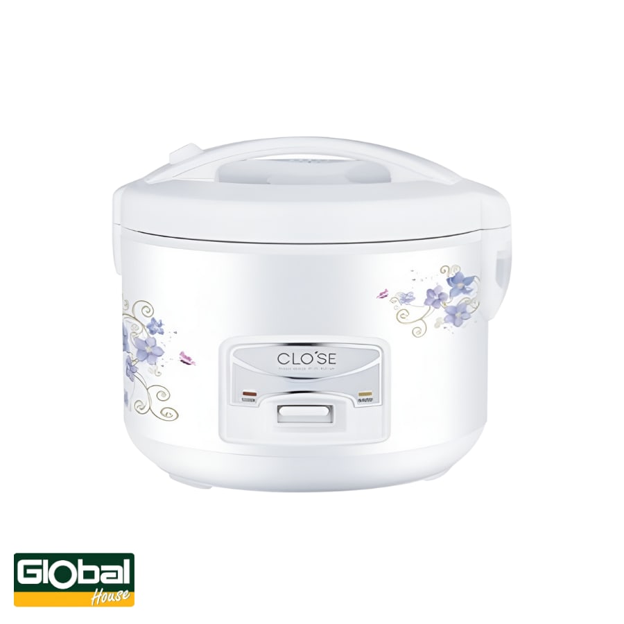CLOSE หม้อหุงข้าว ความจุ 1.8 ลิตร รุ่น OT-RF09 (ลายดอกไม้สีม่วง) สีขาว